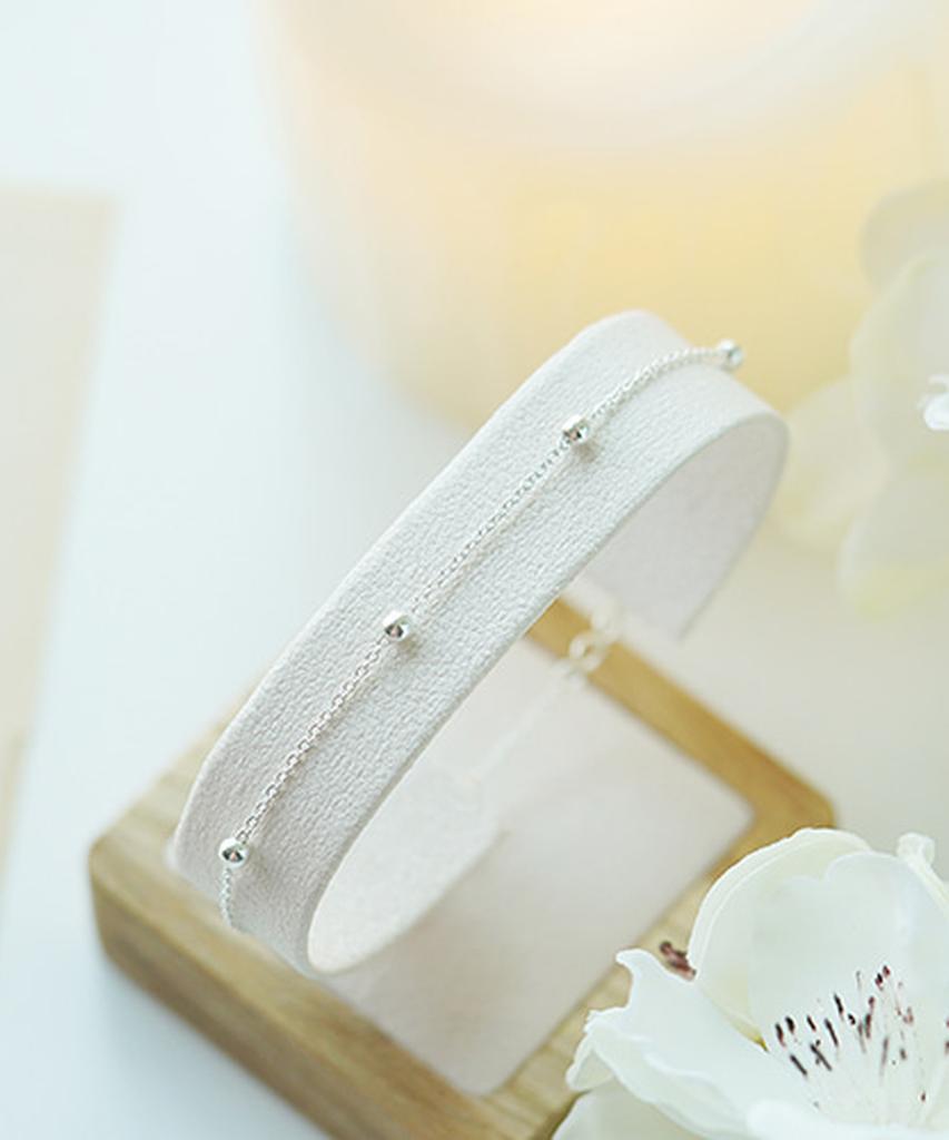Alleun Silver 925 Thin Chain Silver Ball Bracelet