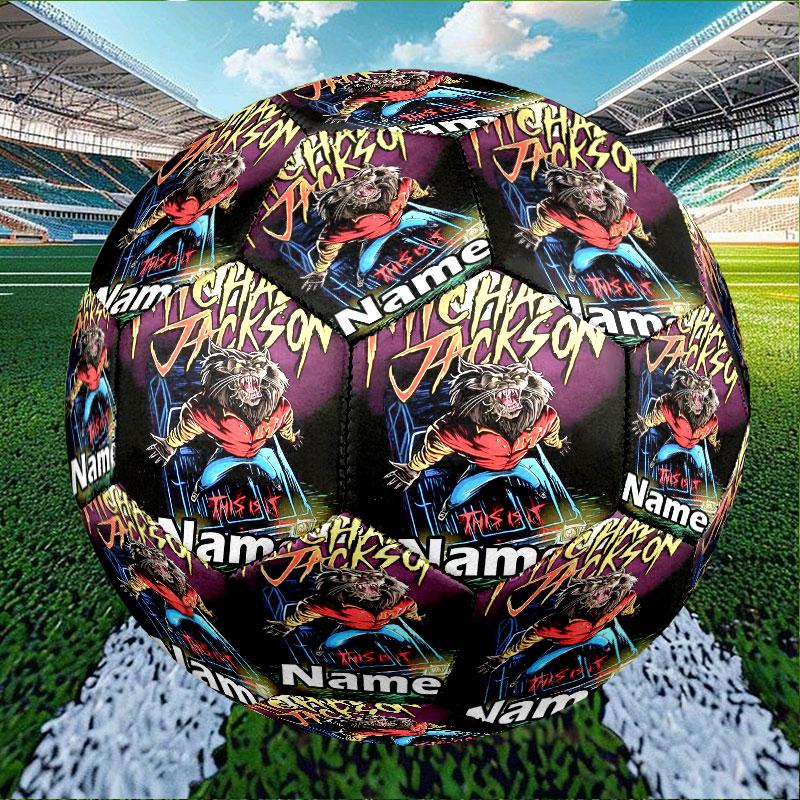 Custom Name Personalized Michael Jackson Print Size 5 Soccer Ball Training & Match Football, for Team, Kicking, Gift for Football Enthusiasts