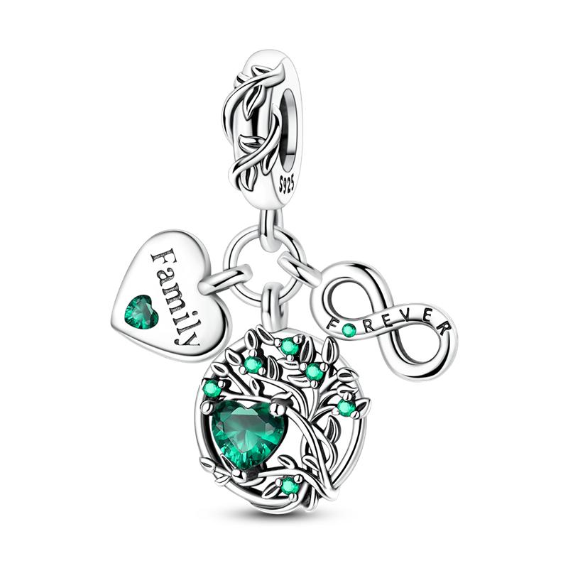 

925 Silver Green Series Flower Tree Apple Pendant DIY Fine Beads Fit Original Charms Bracelet Women Jewelry Diy