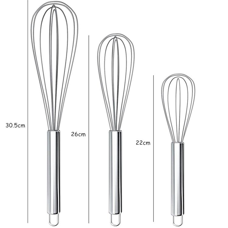3pcs Stainless Steel Egg Whisk Set Kitchen Wire Balloon Whisk For Milk Egg Beater Mixing Baking Tools серебряный