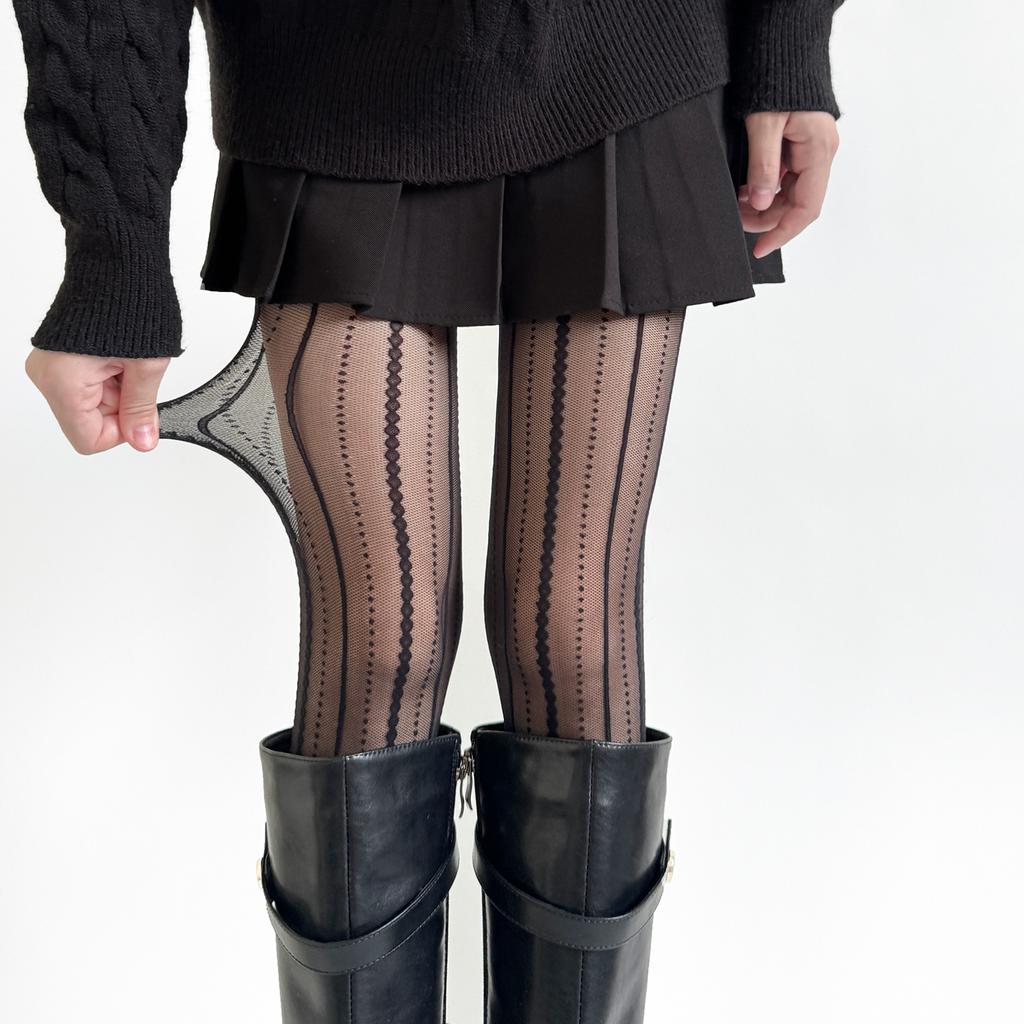 Women Stockings Fishnet Tights Sexy Geometric Striped Pantyhose Rattan Mesh Lace Gothic Y2K Lolita Girl Seamless Fishnet Legging