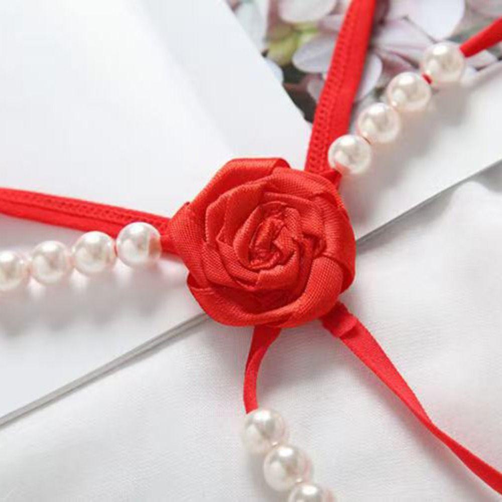 Low-waist Women's Thong Hollow-out Sexy Briefs Exotic Pearl Underwear  Gift