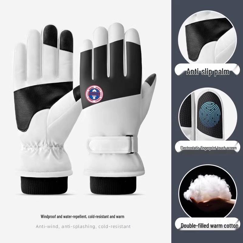 

Unisex Winter Ski & Cycling Cold-Proof Touchscreen Gloves - Thick, Warm, Anti-Freeze, Plus Velvet for Electric Vehicles One Size