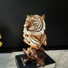Luxury Simulation Animal Statue Retro Miniatures Figurine Sculpture Tiger Lion Head Ornament  Prop