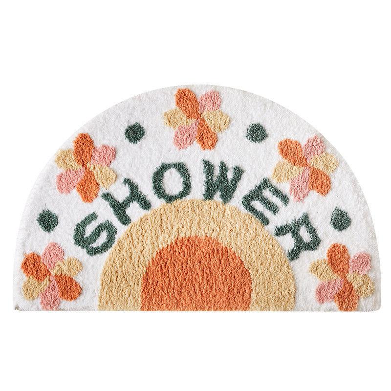 Ins Simple Semicircle Absorbent Bathroom Floor Mat Thickened Non-slip Carpet Toilet Washroom Toilet Door Mat