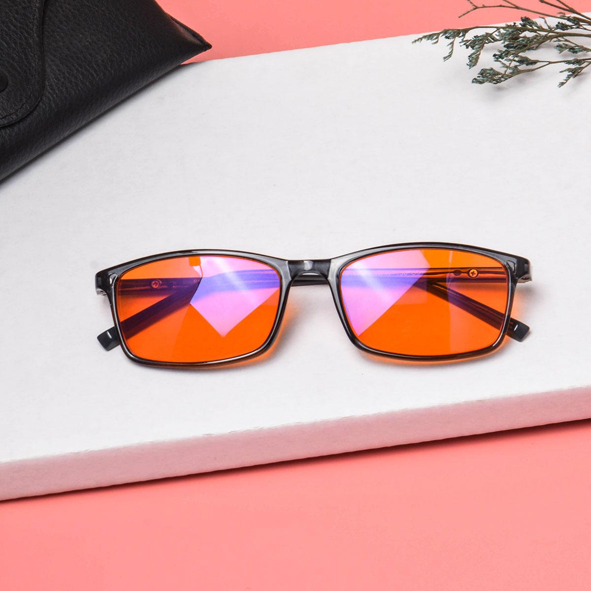 

очки с защитой от синего света мужские квадратная форма оправы красные линзы полная блокировка для хорошего сна оранжевые для длительной работы с синим светом