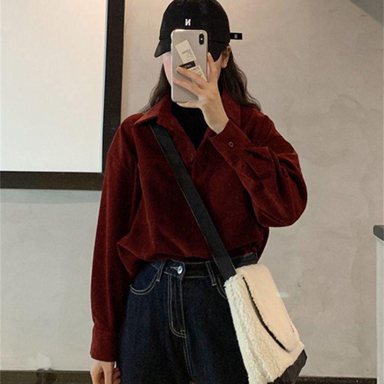 Chic Fake Two-Piece Loose Long-Sleeved Shirt for Fall/Winter