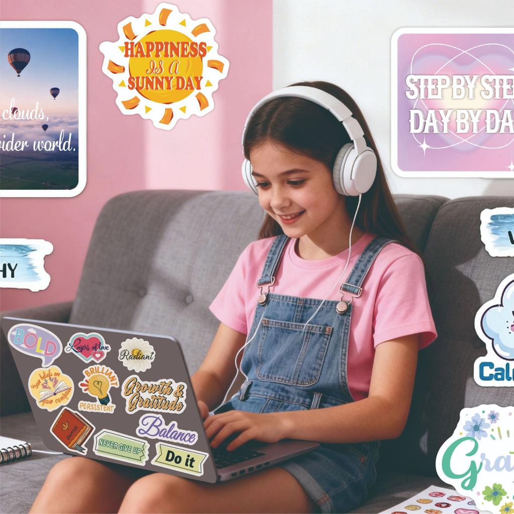 50 DIY Handmade Account Decoration Motivational Text Stickers for Girls