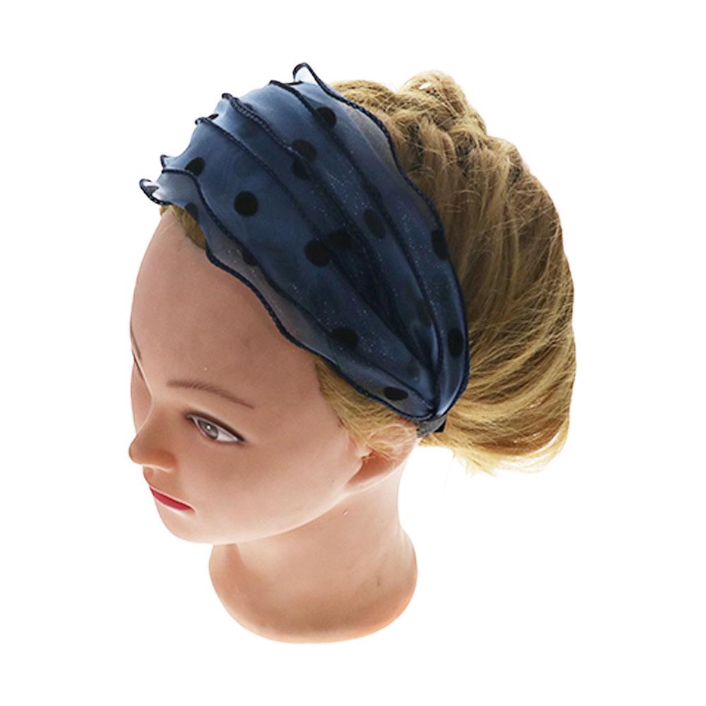 Face Headband Wide Brimmed Wave Point Wide Hair Band Korean Headwear Women Headband Mesh Hairbands