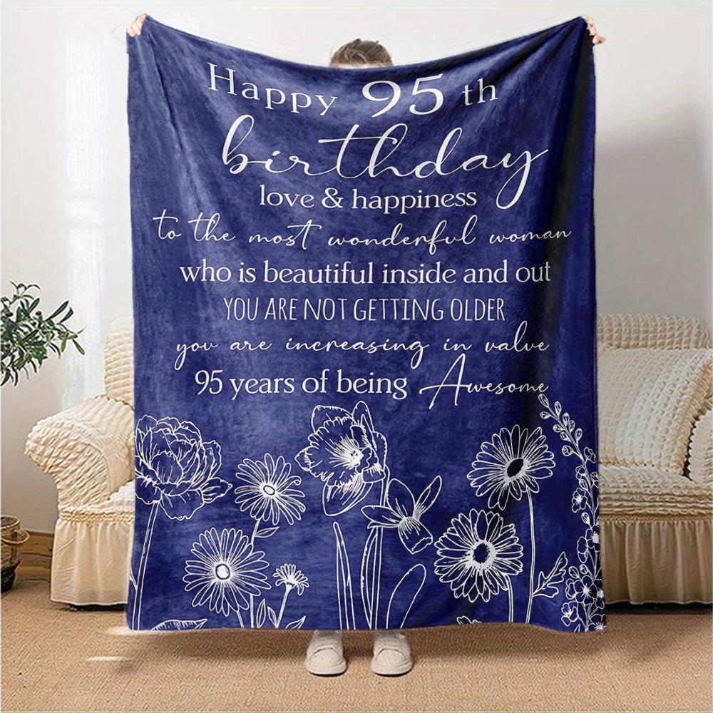 95Th Birthday Celebration Lightweight Blanket Comfortable Ure Throw For Sofa Couch Office Bed Picnics for All Occasions Digital Print Gift Y28