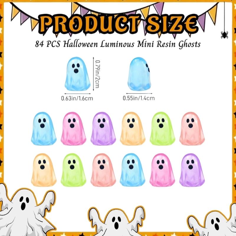 84Pcs Hallowmas Ghosty Figurines Resins Ghosty Statues Light in the Darks Ghosty Ornament Indoor Porch Hallowmas Decors
