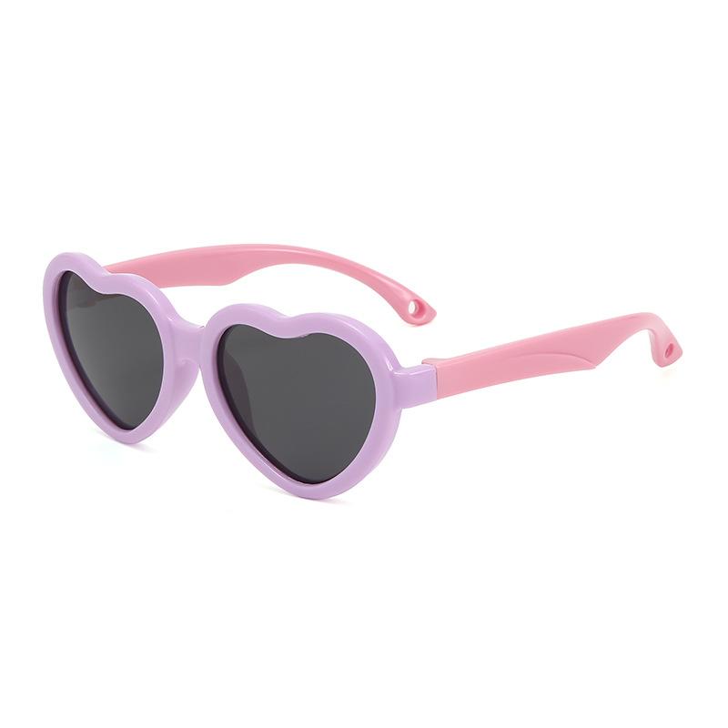 New Fashion Kids Sunglasses Heart-shaped Baby Sunglasses Sunshade Children Silicone Polarized Sunglasses 23070
