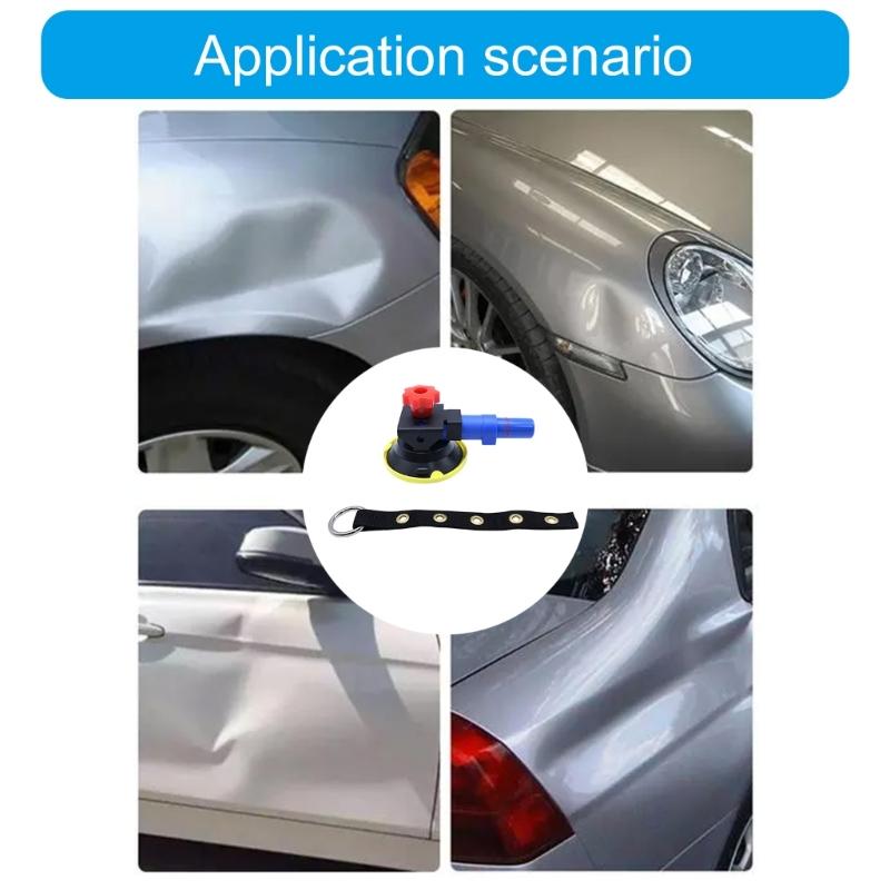 Car Dent Repair Tool Set with Vacuum Suction Cup & Fabric Straps Auto Body Dent Removal Tool set for Most Vehicle Types