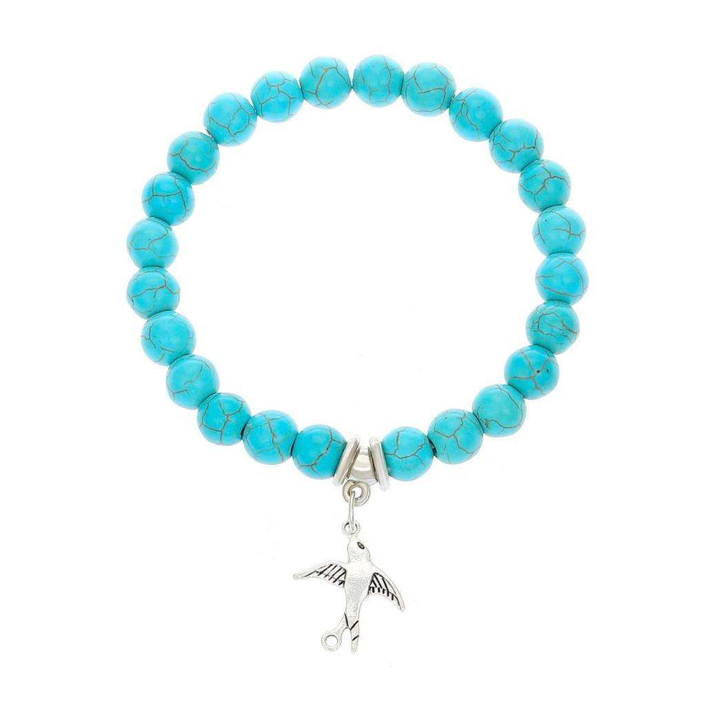 Bohemian Turquoise Ethnic Bracelet with Cross, Starfish, and Turtle Charms