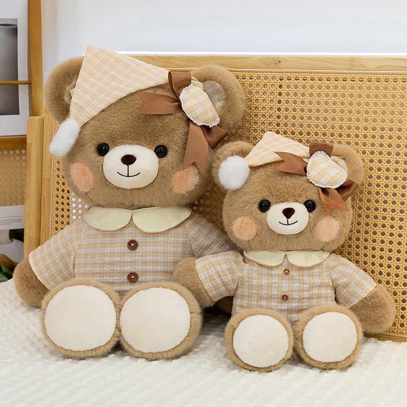 Cute Pajamas And Hats Teddy Bears Plush Toys Doll Children Toy For Kids And Home Decor