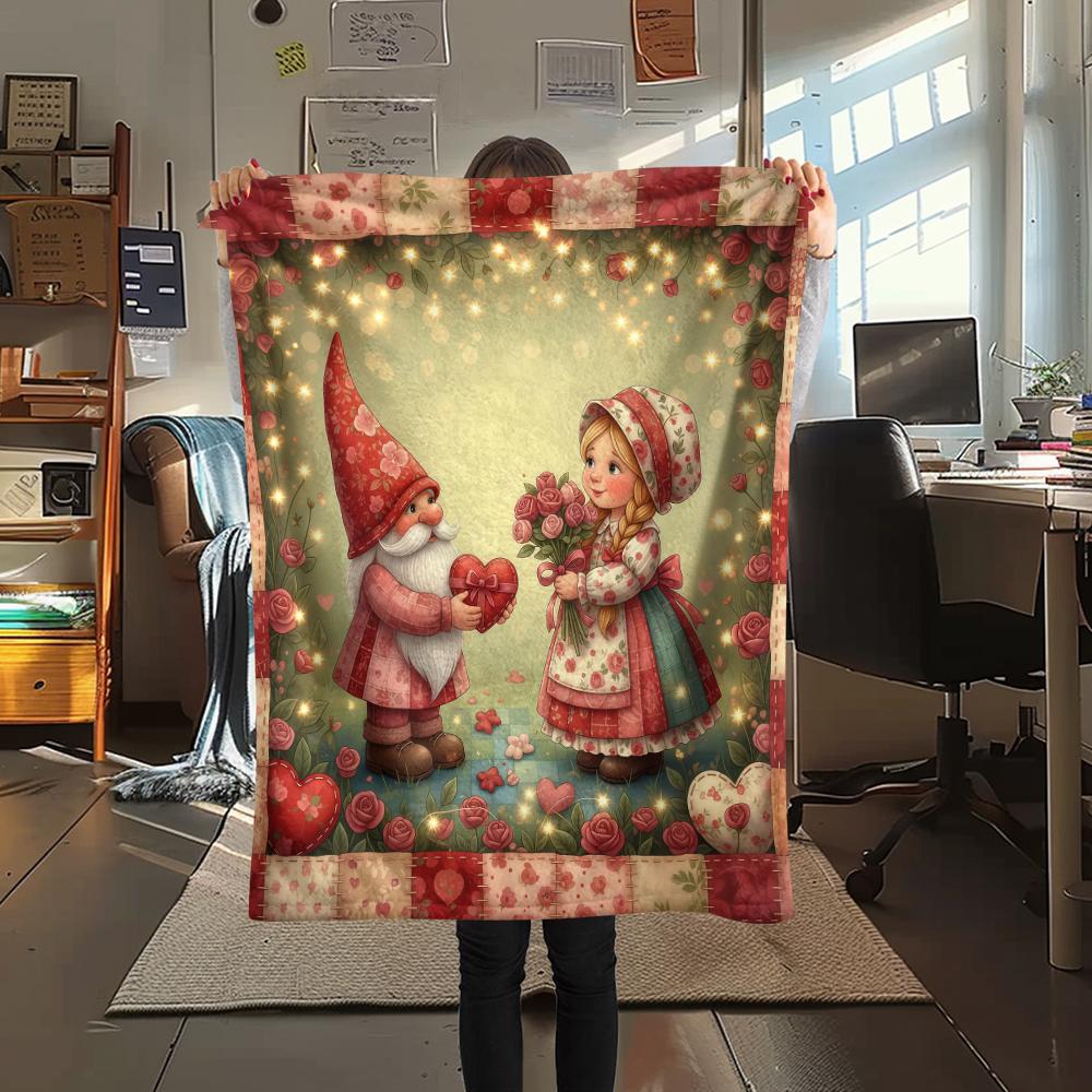 1 Stück Valentinstag Druck Flanelldecke, Hohe Qualität, Bequem für Alle Jahreszeiten, Heimdekoration, Perfekt für Weihnachten, Geburtstagsgeschenk