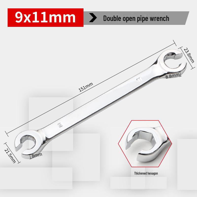 Dual Head Hex Open-End Wrench for High-Pressure Oil Pipe and Brake Pipe Disassembly