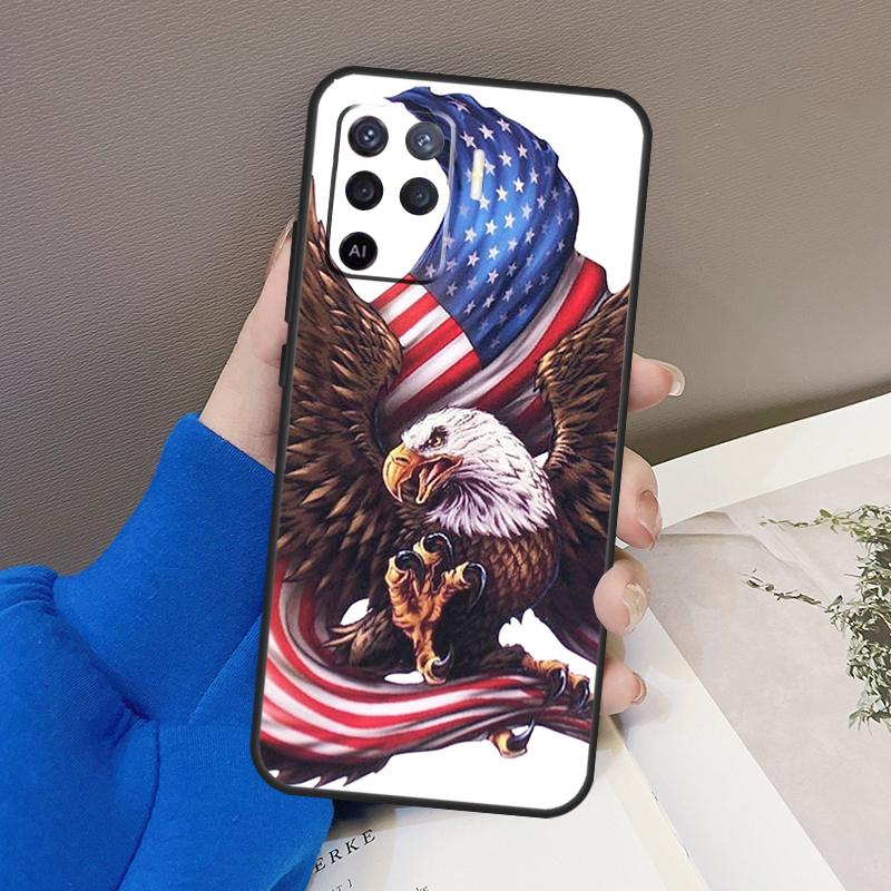 American USA Flag Eagle Case For Oppo A77 A57 A17 A60 A80 A40 A74 A54 A94 A78 A98 A18 A38 A58 A96 A76 A16 A15 A5 Pro