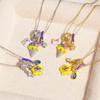 Colorful Ice Cream Necklace Stainless Steel Enamel Pendant Flower Zircon Necklace  Jewelry Gift
