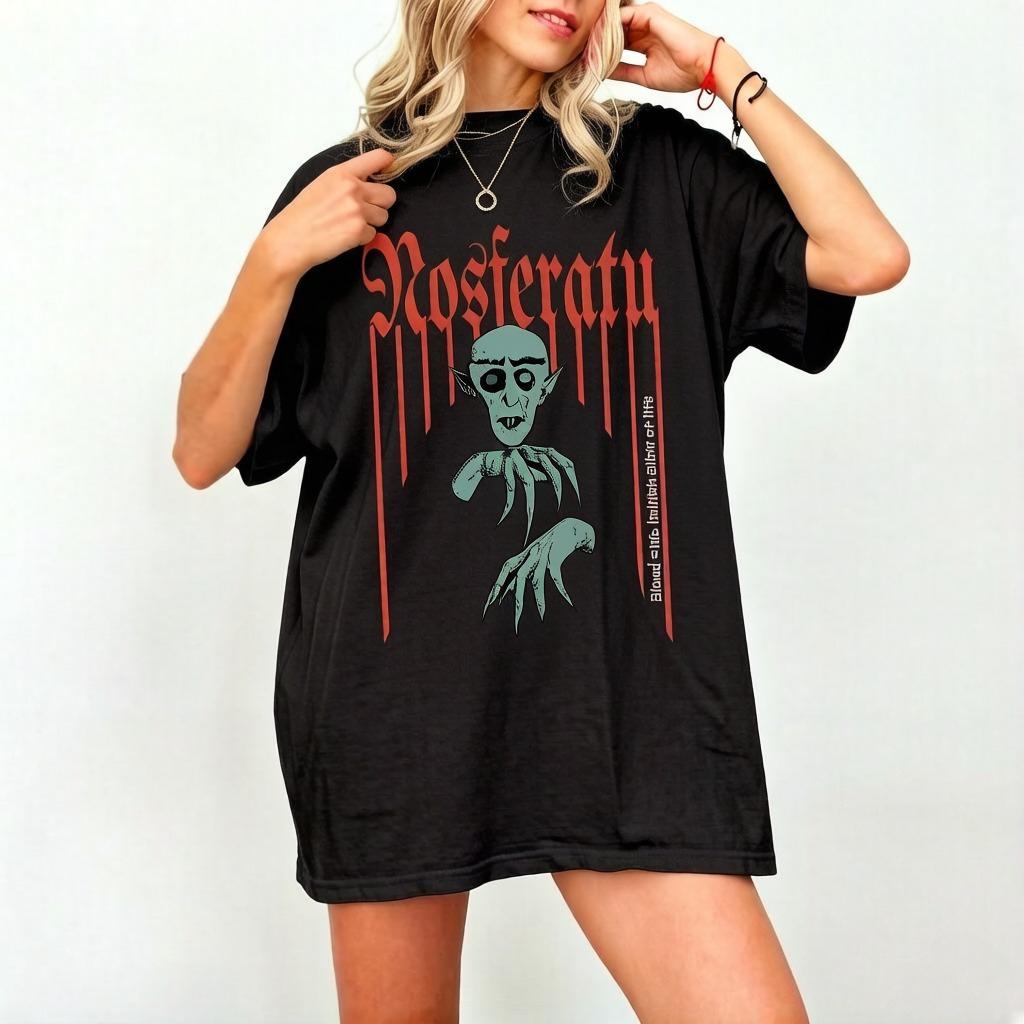 

Retro Gothic Vampire Horror Movie Costume Summer New Style Cotton Casual Fashionable Printed TShirt for Both Unisex and Women 4XL