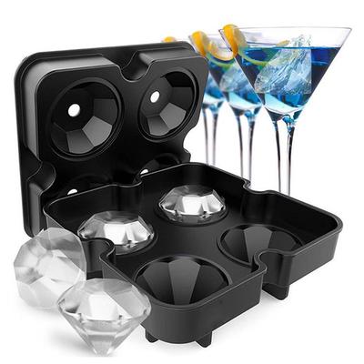 Kreativní 3D Diamond Skull Nástroj na výrobu kostek ledu se 4 mřížkami silikonová forma bez BPA DIY formičky na pudink na ledové cukrovinky