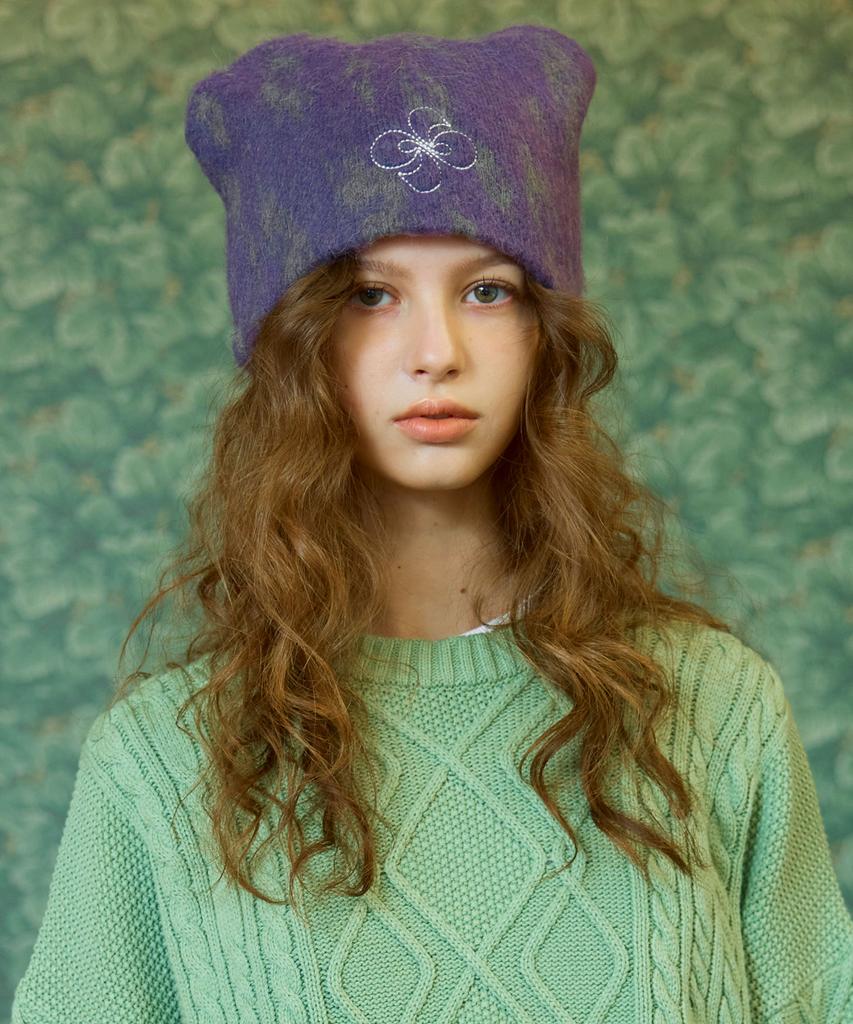 HERETIC Heretic Leopard Mohair Beanie / Purple