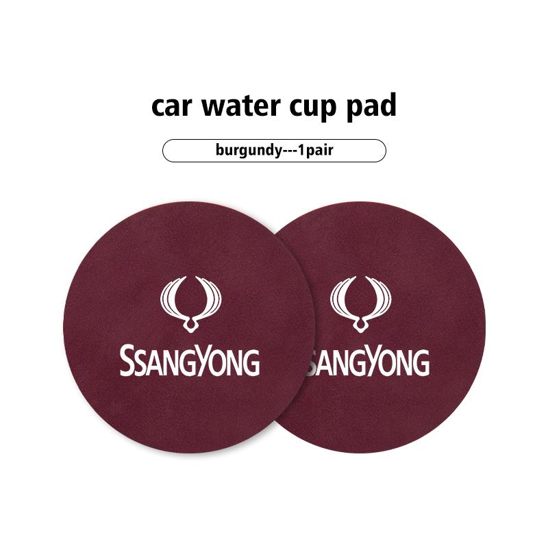 2pcs Car Coaster Drink Bottle Holder Anti-slip Mat Water Cup Pad For SsangYong Korando Rexton Kyron Rodius Tivoli Musso
