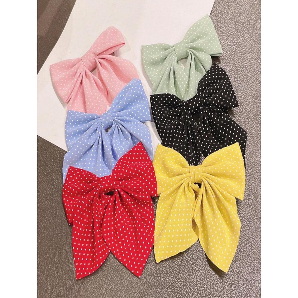 6 spring clip streamers bow hair clips for women