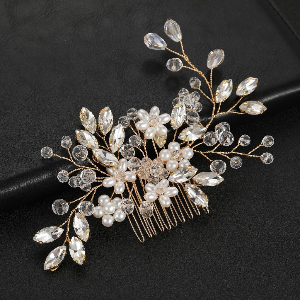 Bridal Wedding Hair Accessories Europe and America Cross Border Pearl Crystal Comb Factory Direct Sales Headdress