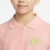 Nike Solid Color Zipper Polo Short Sleeve A-Line Dress Kids Dresses Pink DO7164-610