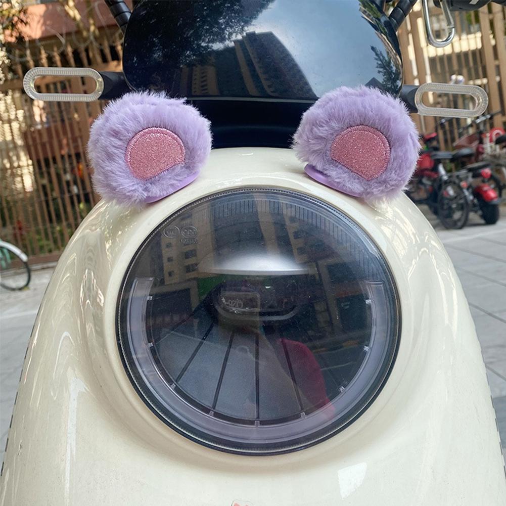 

2 шт., украшение для шлема автомобиля, мотоцикла, электрический велосипед, мягкие плюшевые уши маленького медвежонка для мотокросса, наклейка на шлем для бездорожья фиолетовый