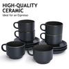 MIAMIO 75 Ml X 6 Stoneware Espresso Black Colorful Interior - Mug/Cup Set, Exterior,