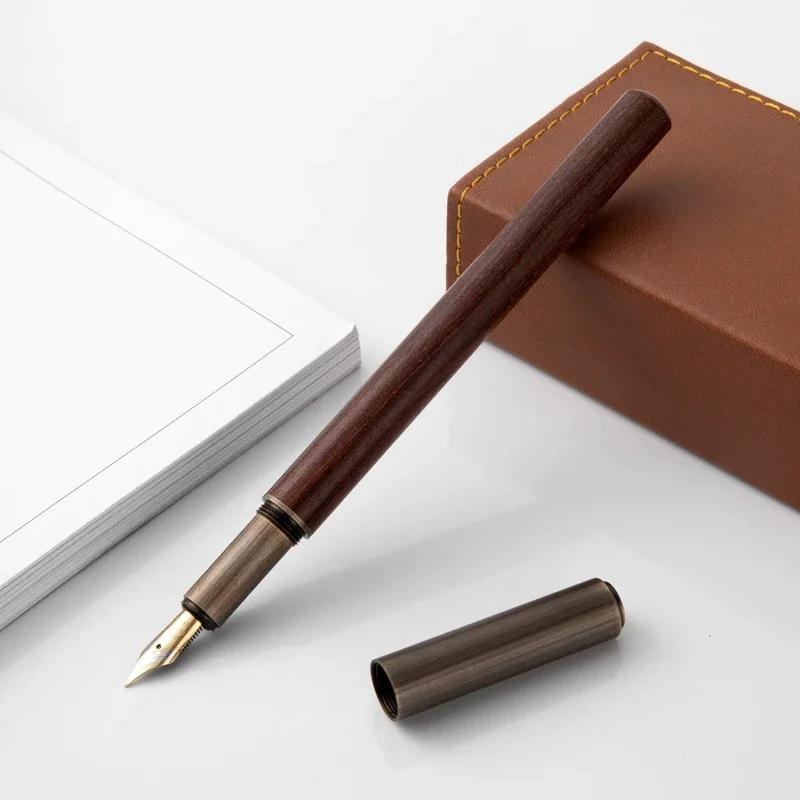 

Luxury Retro Wood Bronze Fountain Pen Office Business Writing Art Calligraphy Ink Pens 0.5mm School Student Stationery Gifts розовый лес