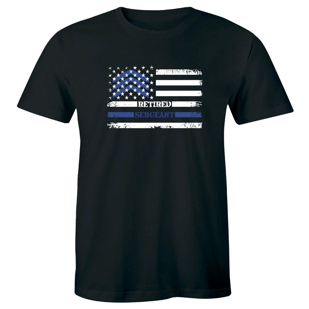 

Retired Sergeant Men s T-Shirt USA Flag Police Law Enforcement Thin Blue Line S