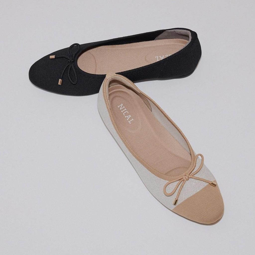 Himiko NICAL Ribbon Ballet Knit Pumps, 554101 Black, Size 245