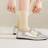 Lace Socks, Women's Mid-calf Socks, Summer Anti-slip Boneless Socks, Spring and Autumn Solid-colored Cotton Socks, Long Calf Pile Socks