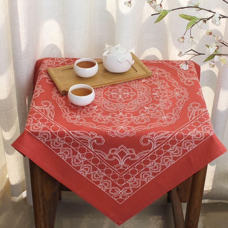 

Chinese Style Zen Retro Chinese Fabric Craft Small Tablecloth Square Towel Cover Cloth Bedside Square Cabinet Cover Cloth Coffee Table Tablecloth Everything goes well (33*33cm) Square towel