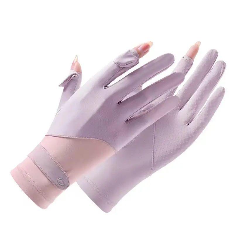 Summer Sunscreen Gloves Flip Color Splicing Cycling Fishing Male and Female Couples Finger Leakage Ice Non-slip Breathable Fitness Riding