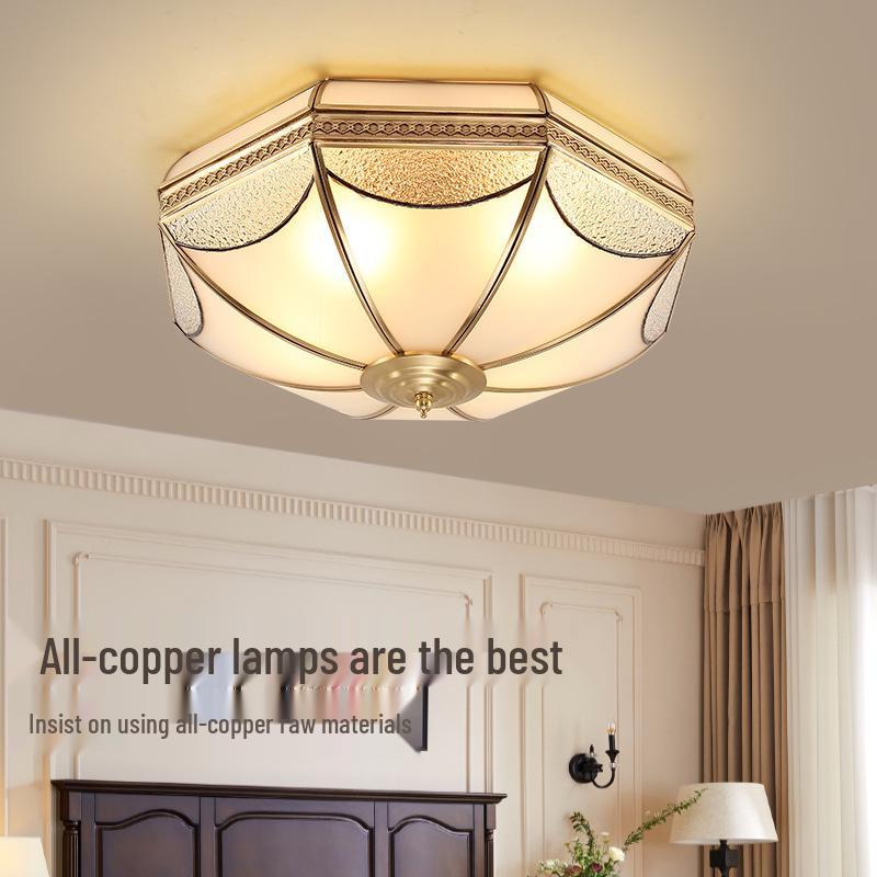 Retro-Modern American Copper Ceiling Light for Bedroom, Living Room, or Dining Room