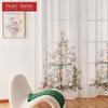 1PC Nuan Series Christmas Style Sheer Curtains Christmas Tree Pattern Printed Tulle for Kitchen Bedroom and Living Room Home Decor