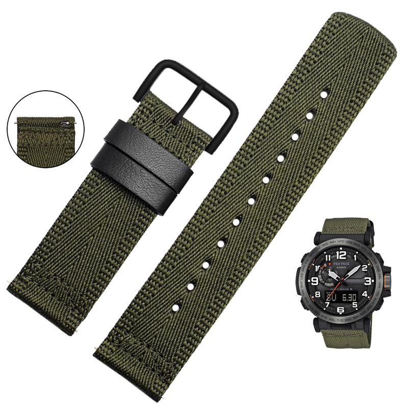 Voor Casio PRG-600YB PRG-650 PRW-6600 GA2000 Nylon Band Waterdichte Polshorlogeband Armband Nylon Horlogeband langere Band 24mm