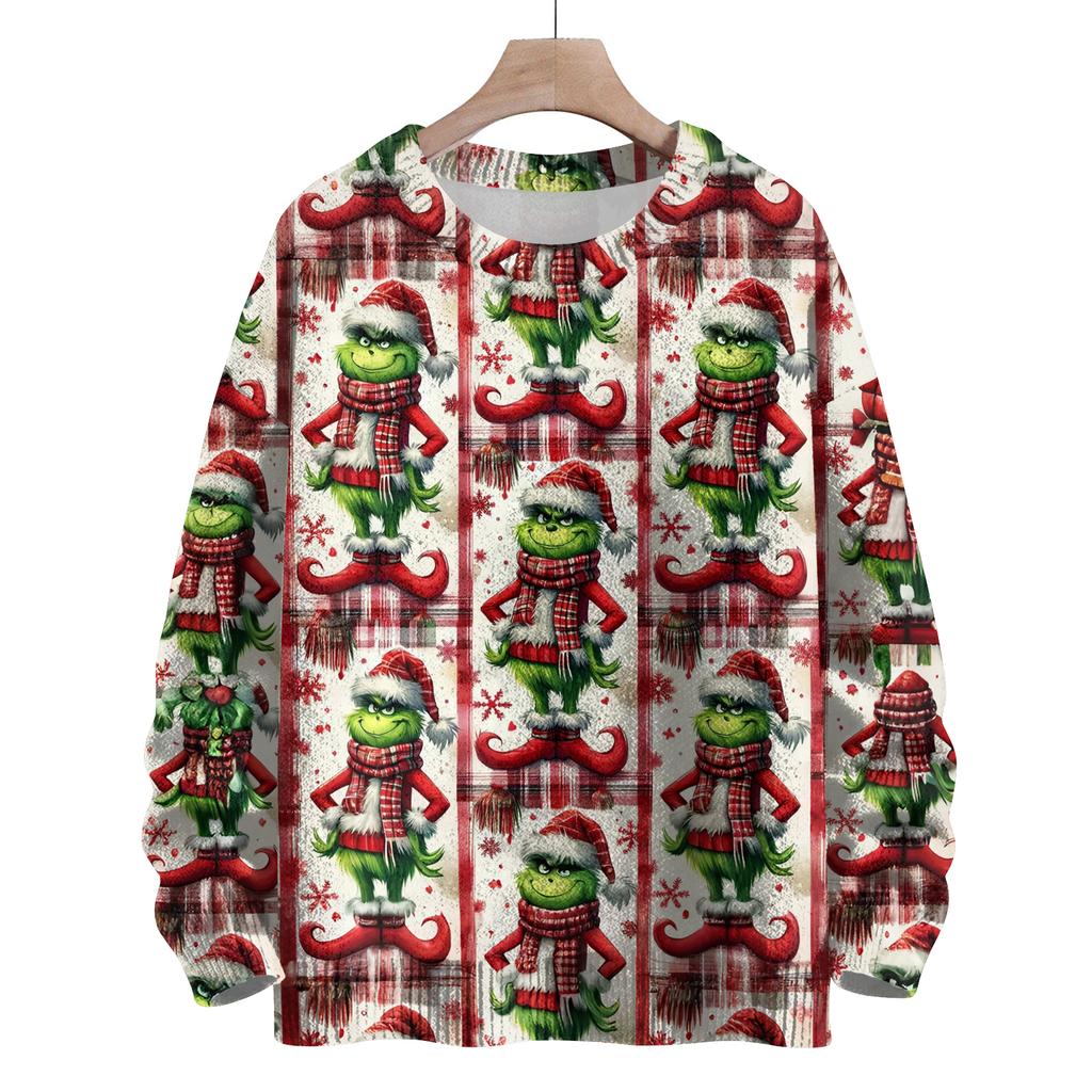 Ladies' Fashionable Casual Long Sleeved Christmas Cute Printed Round Neck Knitted Yarn