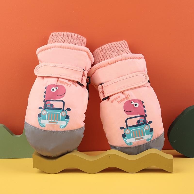 (2~8Years Old) Winter Children Waterproof Non-slip Thickness Warm Cartoon Skiing Snow Gloves