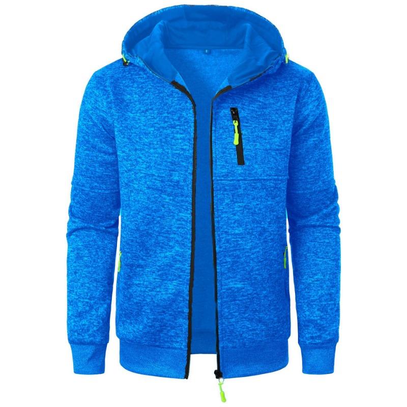 New Men's Sports Fitness Casual Jacquard Sweatshirt Cardigan Hooded Jacket