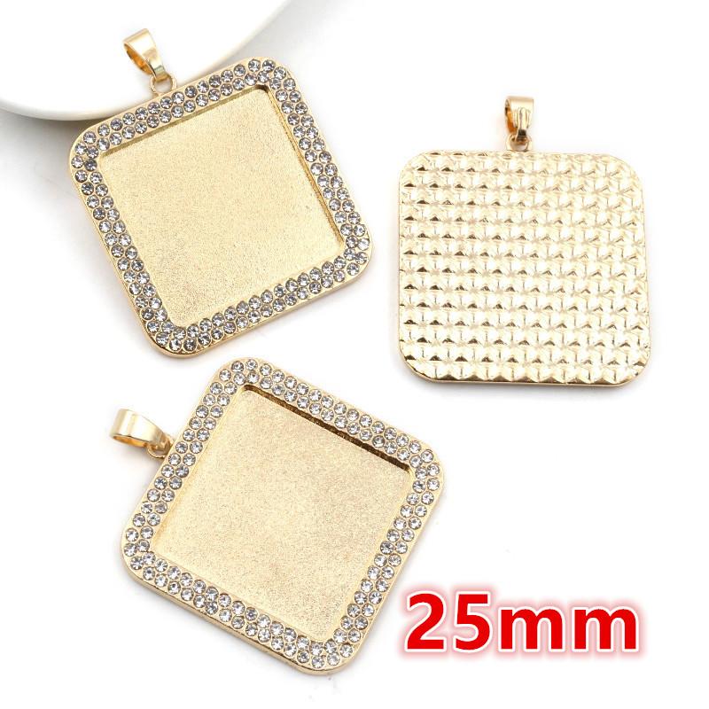 5pcs Fits 20mm 25mm 18x25mm 30x40mm Cabochons with Rhinestone Round Oval Pendant Blank Base SettingTray DIY Jewelry Accessories