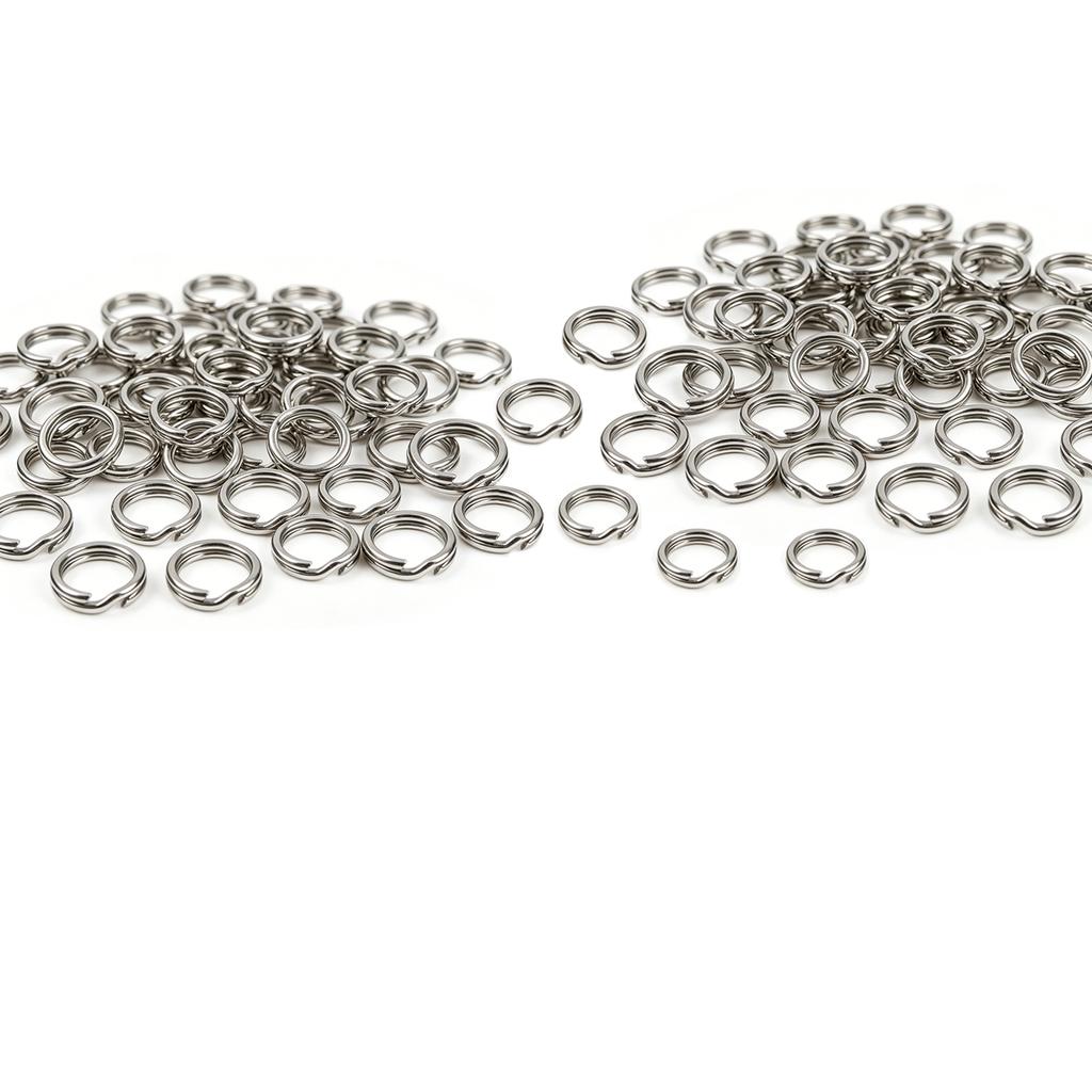50Pcs Stainlesss Steel Split Rings Assorted Fishing Tackle Fishing Rings for Blank Lures Crankbait Hard Bait Fishing Accessoies
