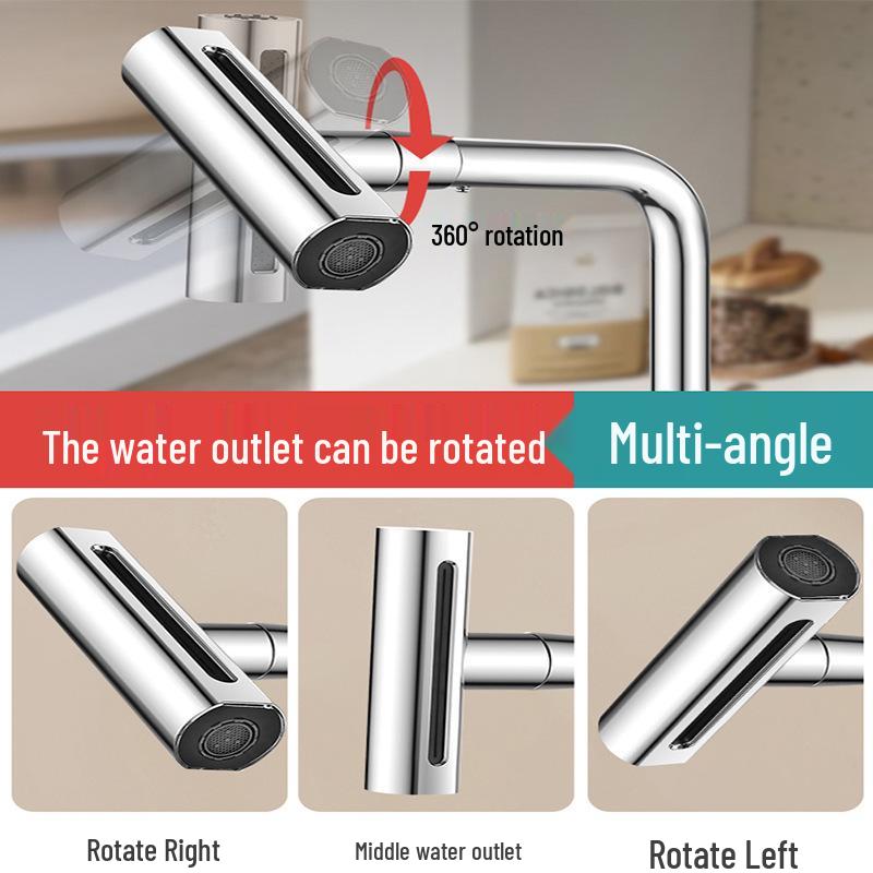 Cross-Border Waterfall Swivel Faucet for Basin, Sink, and Balcony with Extendable Hot and Cold Function