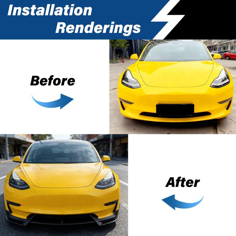 For Tesla Model 3 2017 2018 2019 2020 2021 2022 Car Front Bumper Lip Chin Diffuser Sports Spoiler Splitter Body Modification Kit