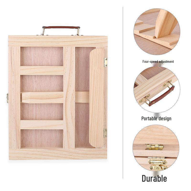Folding Wooden Desktop Easel: Multifunctional Oil Painting & Sketching Box with Drawing Board