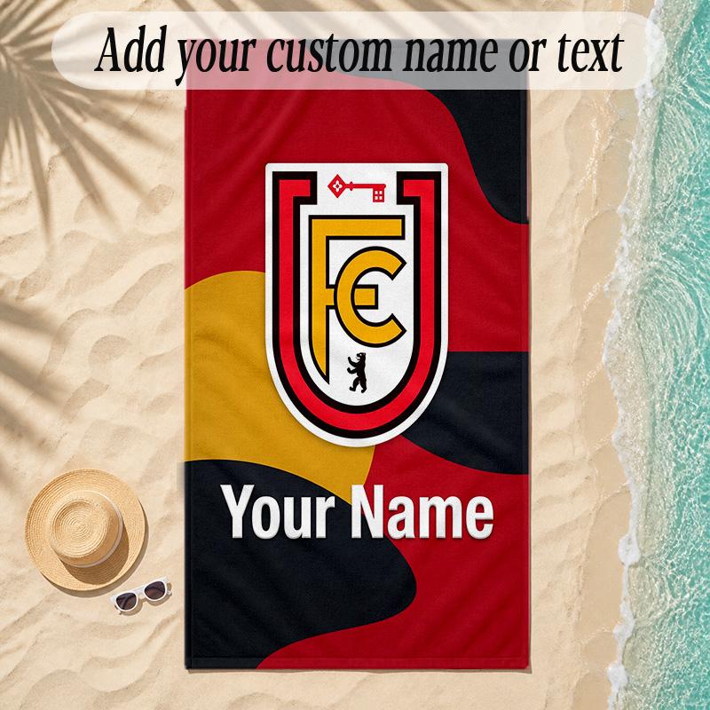 Strandtuch Union Berlin FC Benutzerdefinierter Name Text Personalisierbares Weiches Handtuch für Strand Pool Innenbereich Heimdekoration Geschenk